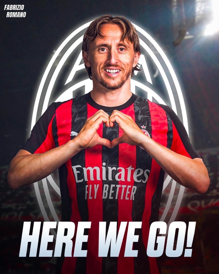 我們去！羅曼諾：39歲的莫德里克（Modric）自由加入AC米蘭（AC Milan）